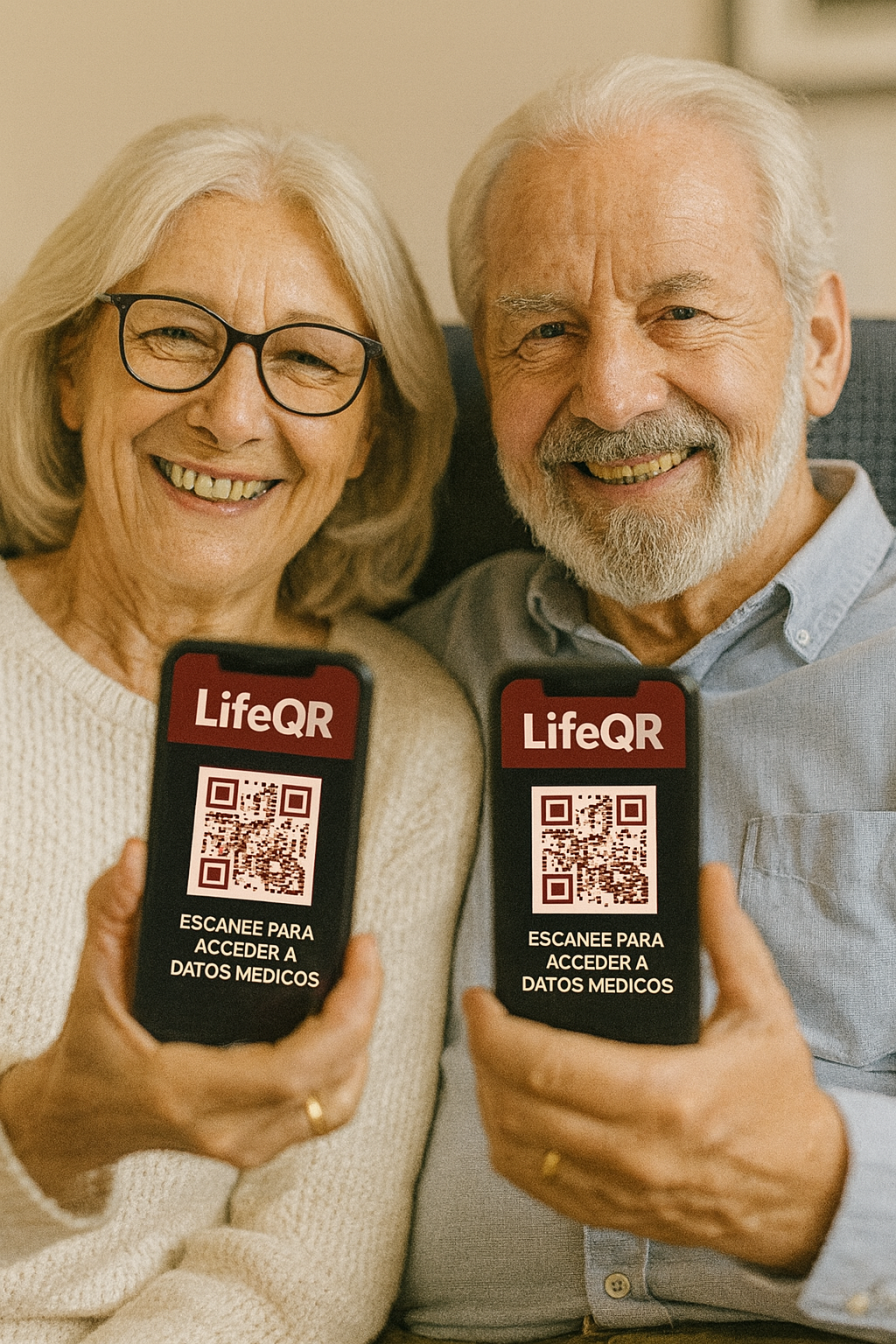 Adultos mayores con LifeQR en sus tel&eacute;fonos