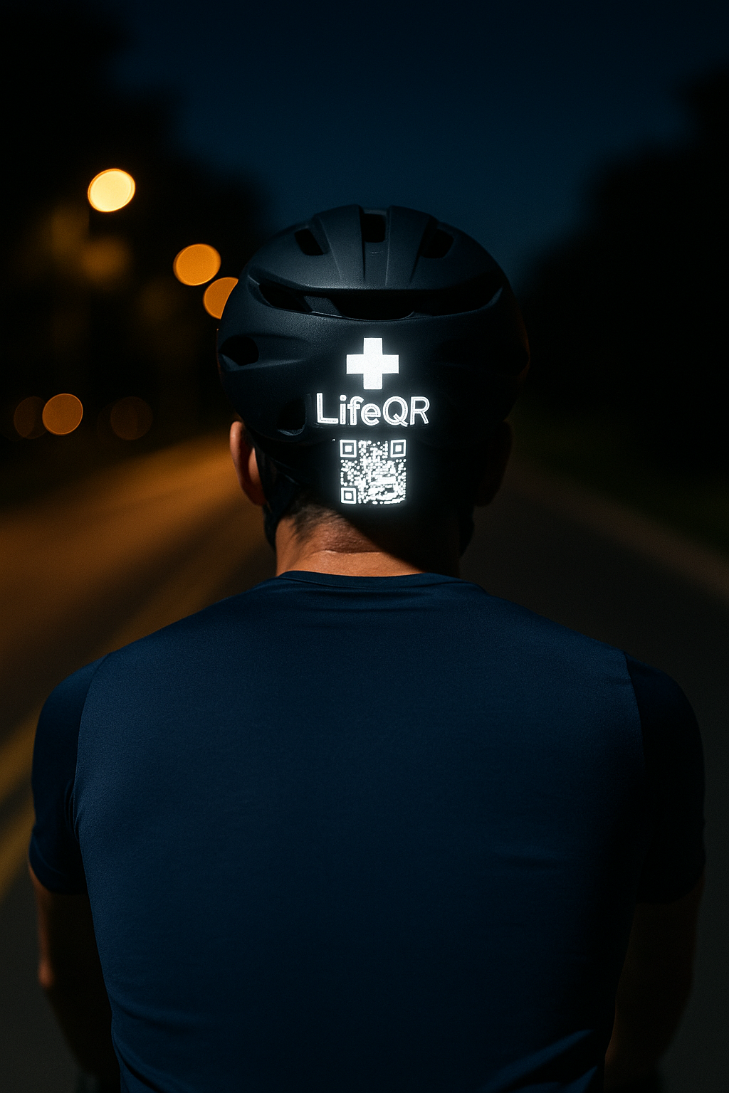 Ciclista con identificaci&oacute;n LifeQR visible